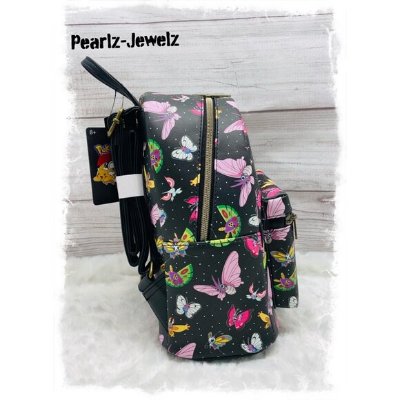 Loungefly Pokemon Winged Types Moths Butterflies Black Mini Backpack NWT